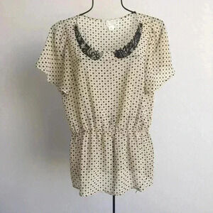 Anthropologie polka dot striped peplum‎ top